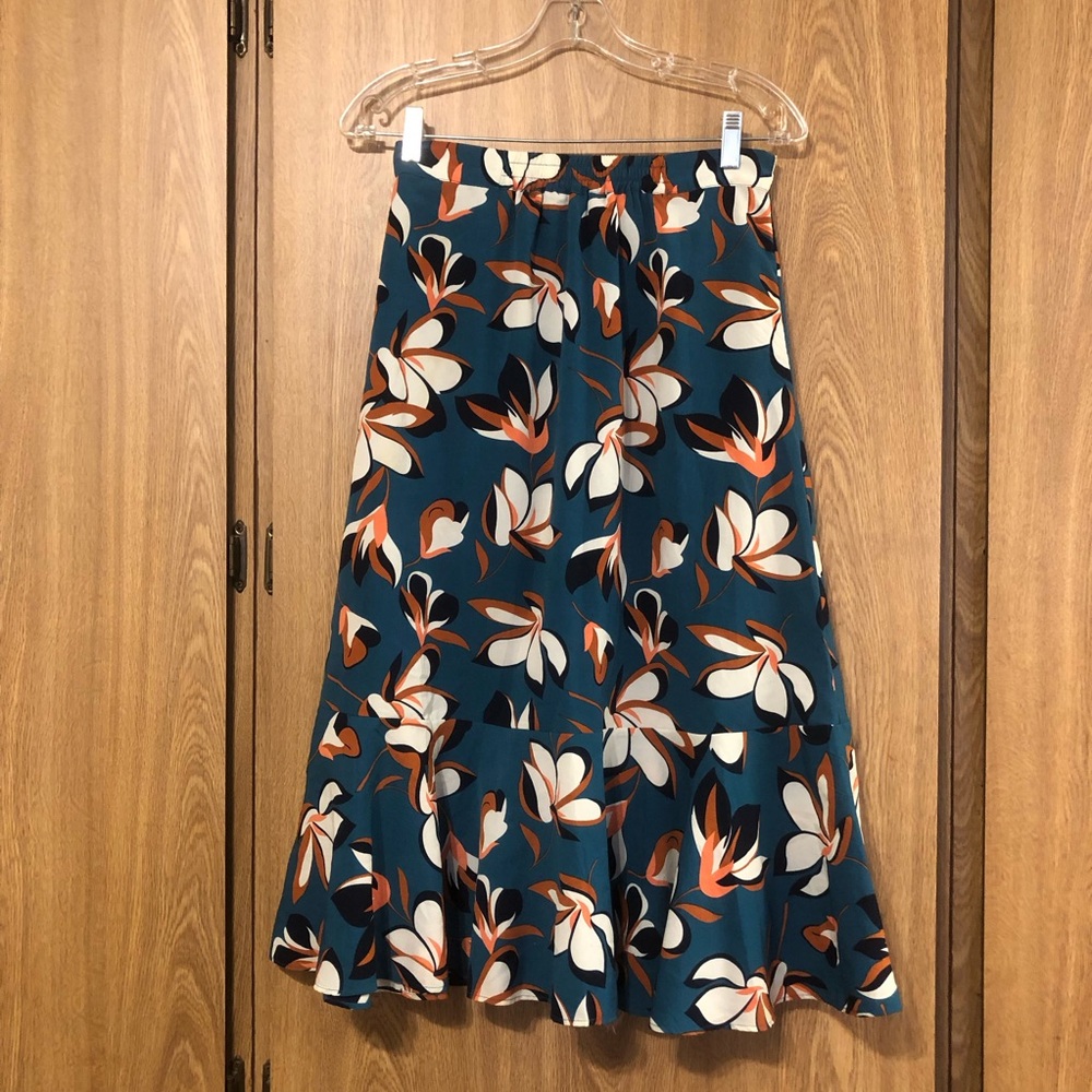 ModCloth Teal Floral Button-Front MIDI Skirt - Picture 5 of 6
